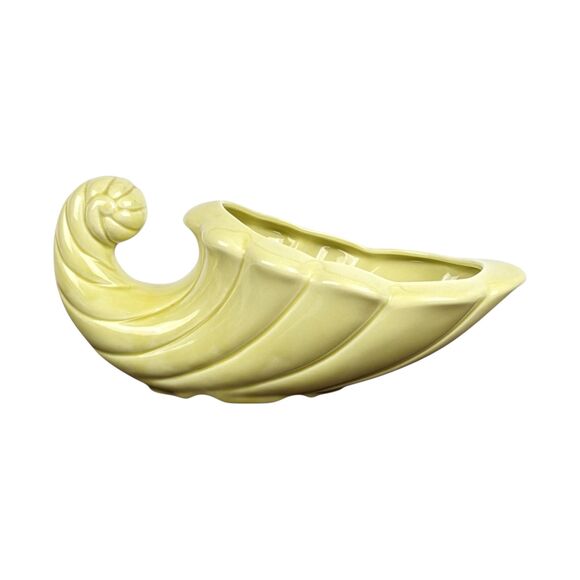 Vintage Yellow Ceramic Cornucopia Planter: Retro Home Decor - Picture 6 of 6